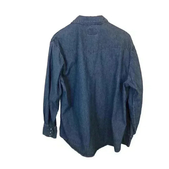 Frontier Western Cowboy Mens XL Blue Denim Pearl Snap Shirt L/S - Picture 4 of 5